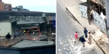 Derrumbe parcial en una obra del microcentro tucumano.