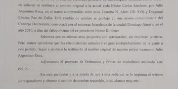 El Partido Libertario en formación, cuestiona la originalidad del proyecto que pide el cambio de nombre a la Av. Néstor Kirchner