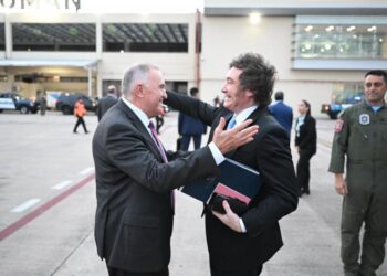 Jaldo recibió al presidente Milei en el aeropuerto