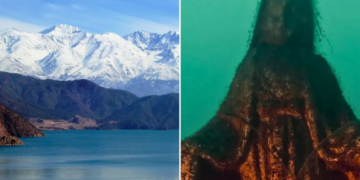 Una Virgen que posa en el fondo del Dique Potrerillos y que se cambia de lugar