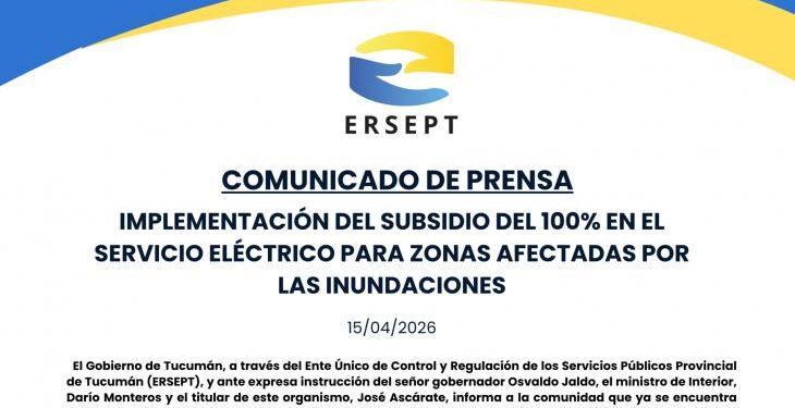 Ya está disponible el subsidio del 100% en el servicio eléctrico para zonas afectadas